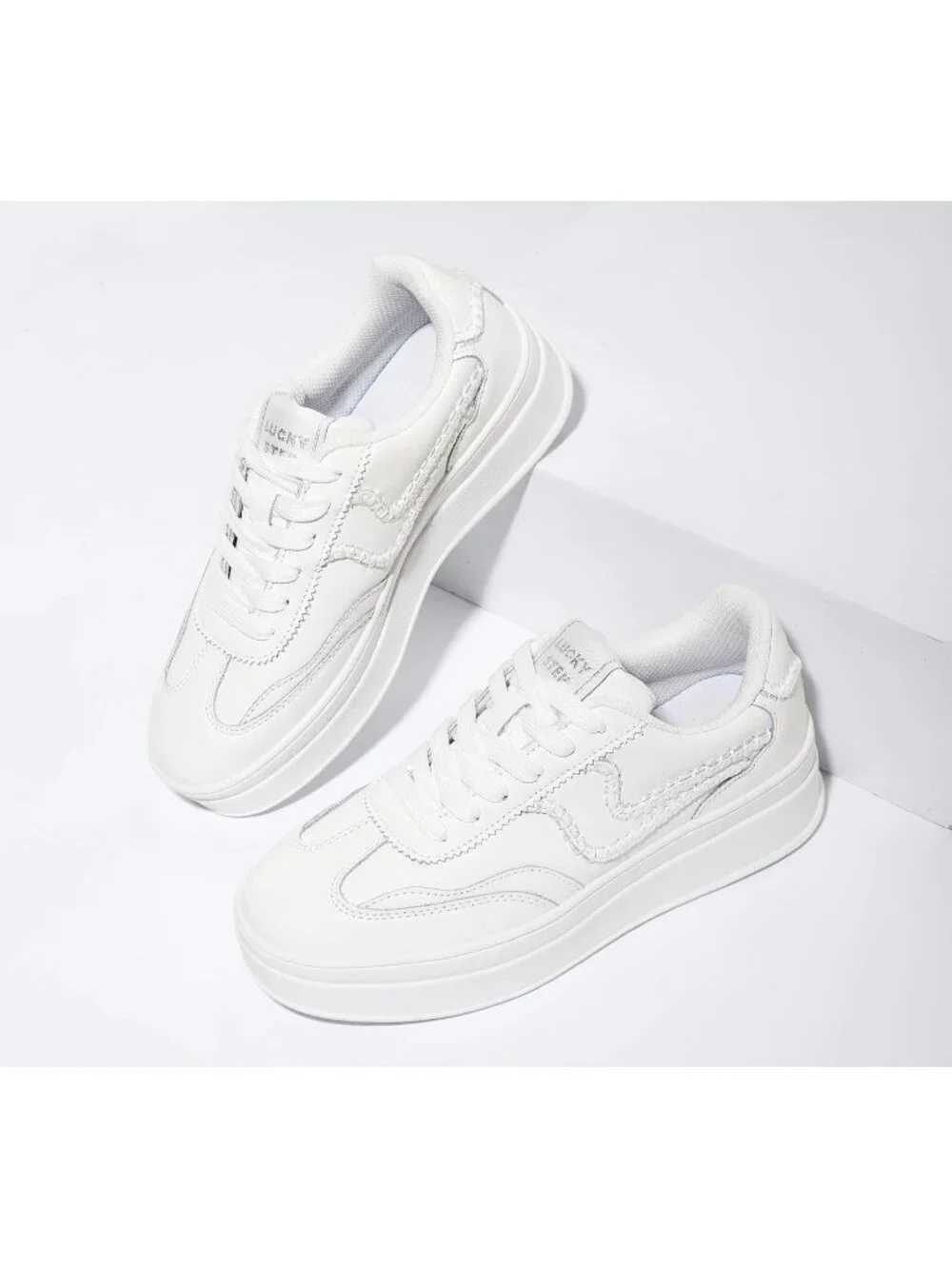 🆕Women's All White Platform Fashion Sneakers Thick Sole Casual Walking Shoes